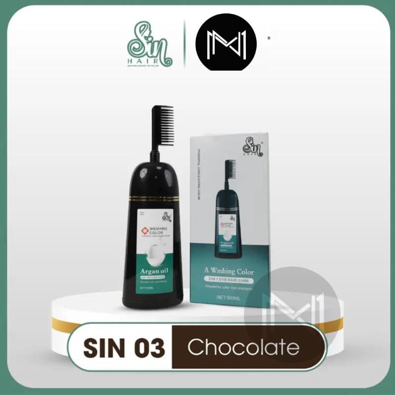 Dầu gội đổi màu tóc Sin Hair 500ml phủ màu Chocolate tự nhiên trẻ trung năng động