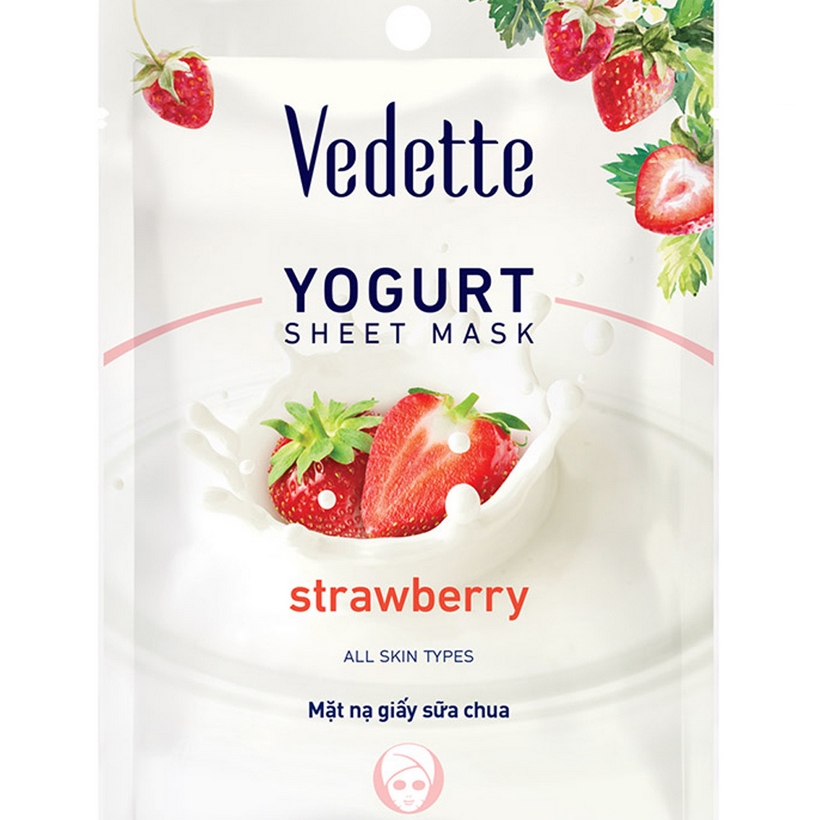 Mặt nạ giấy sữa chua dâu Vedette Yoghurt Mask Sheet Strawberry 22ml