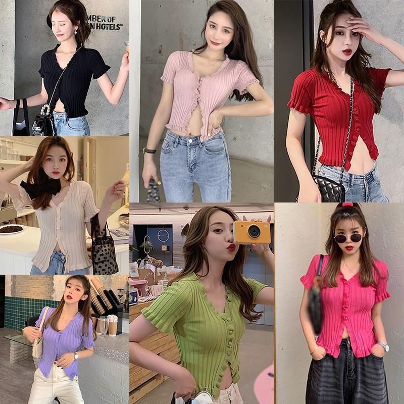 Áo Thun Nữ Ngắn Tay Cổ Chữ V Thời Trang