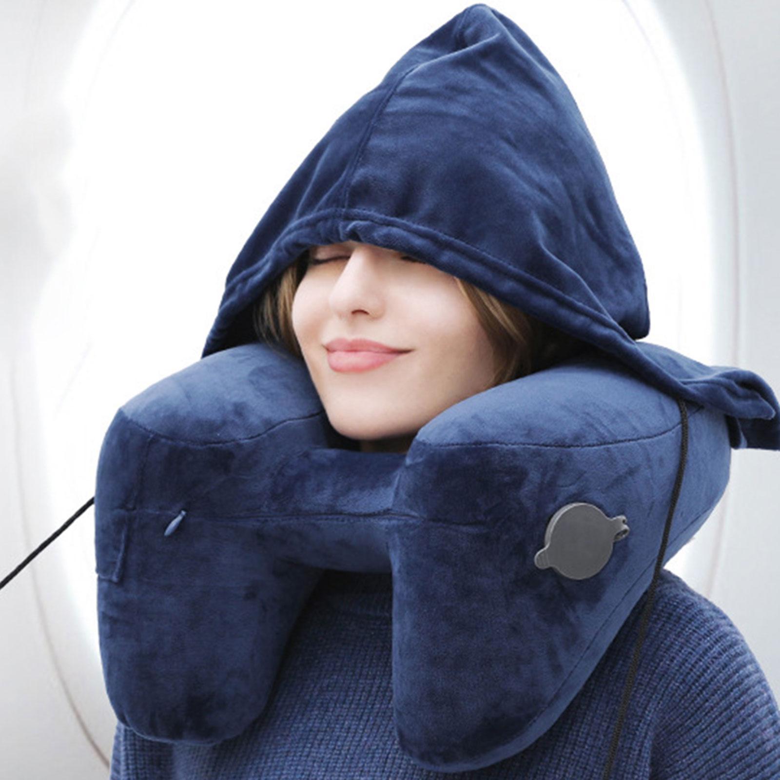Portable Travel Inflatable Neck Pillow Convenient Storage Ergonomic U Shape