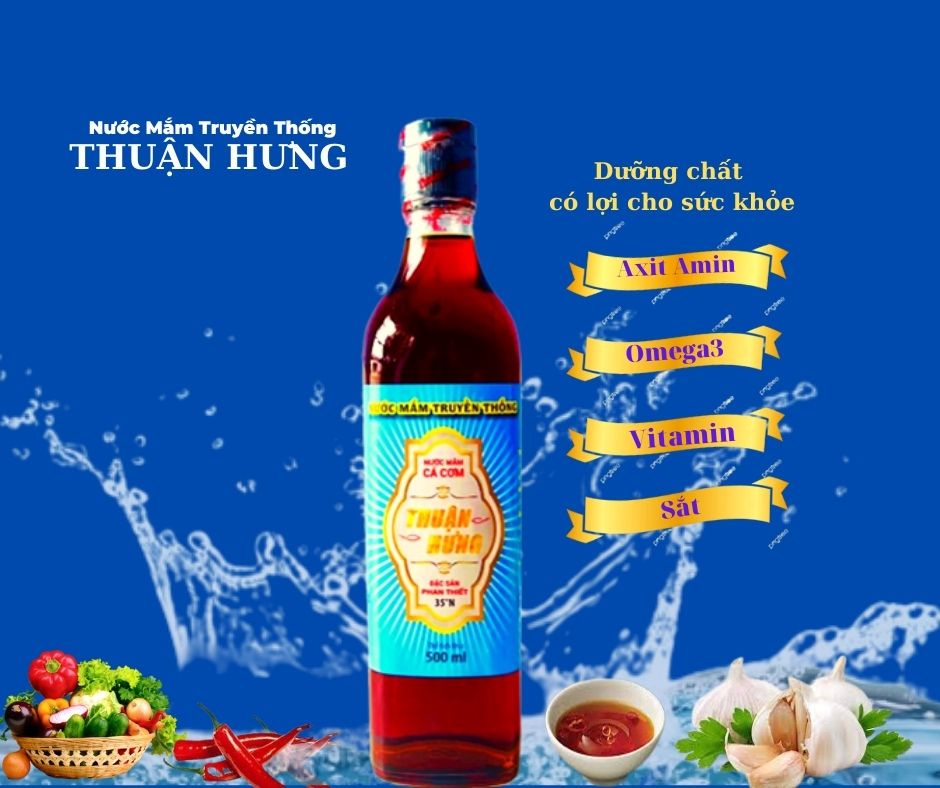 NƯỚC MẮM PHAN THIẾT CHAI THỦY TINH - THUẬN HƯNG 35 ĐẠM/1 THÙNG 12 CHAI 500ML