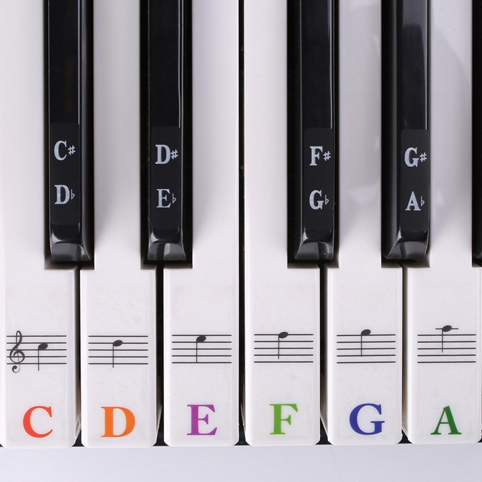 Piano Keyboard Sticker, Keyboard Decal, Music Note Labels, Colorful Bigger Letter Decal, Transparent Removable for 88 /61/ 54/ 49/37 Piano Keyboard
