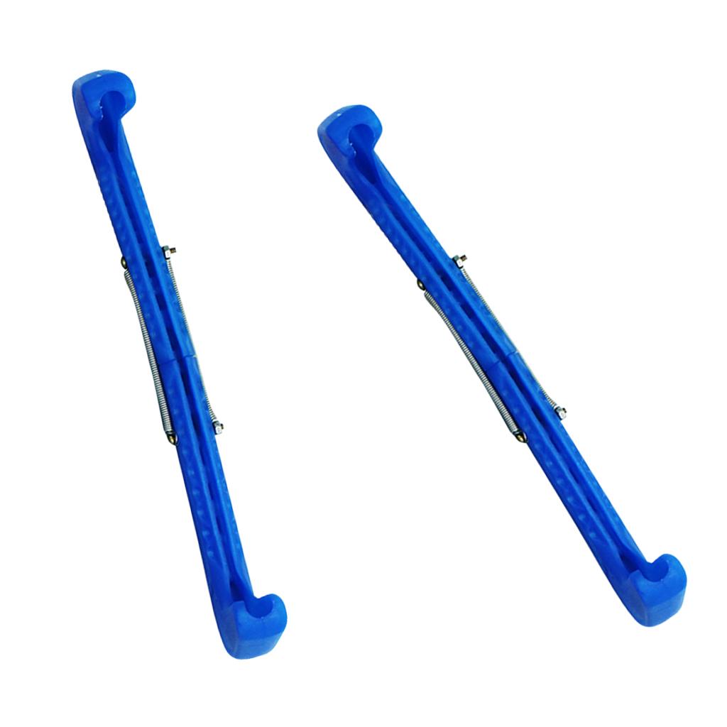 1 Pair Blue Plastic Ice Hockey Skate Skating Blade Covers Adjustable