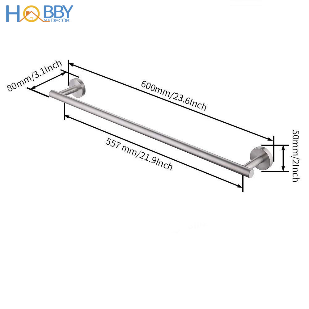 Thanh treo khăn tắm Inox 304 phòng tắm gắn tường - có chiều dài 40cm và 60cm - không rỉ sét - HOBBY MTGT