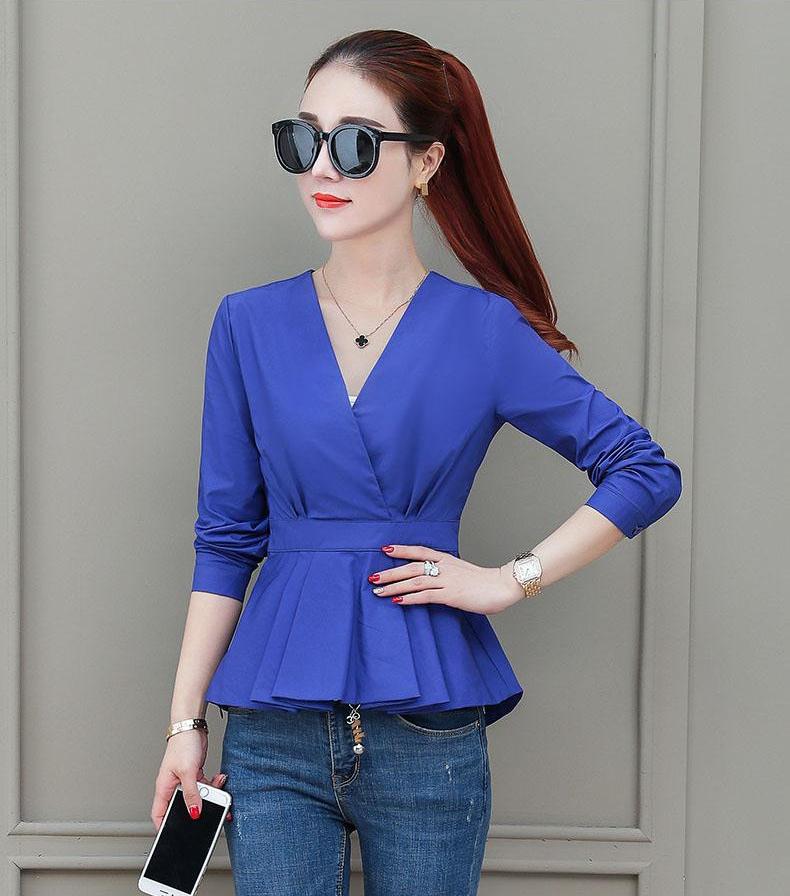 ÁO CỔ V XẾP LY BÓ EO