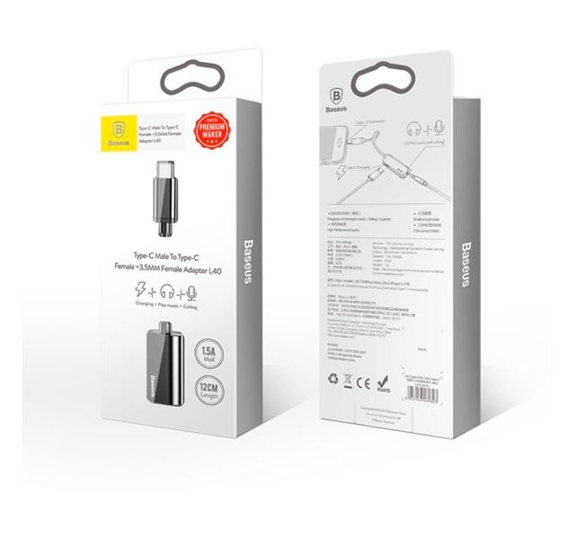 Đầu chuyển Type C sang Audio 3.5mm & Type C Baseus L40 - hàng chính hãng
