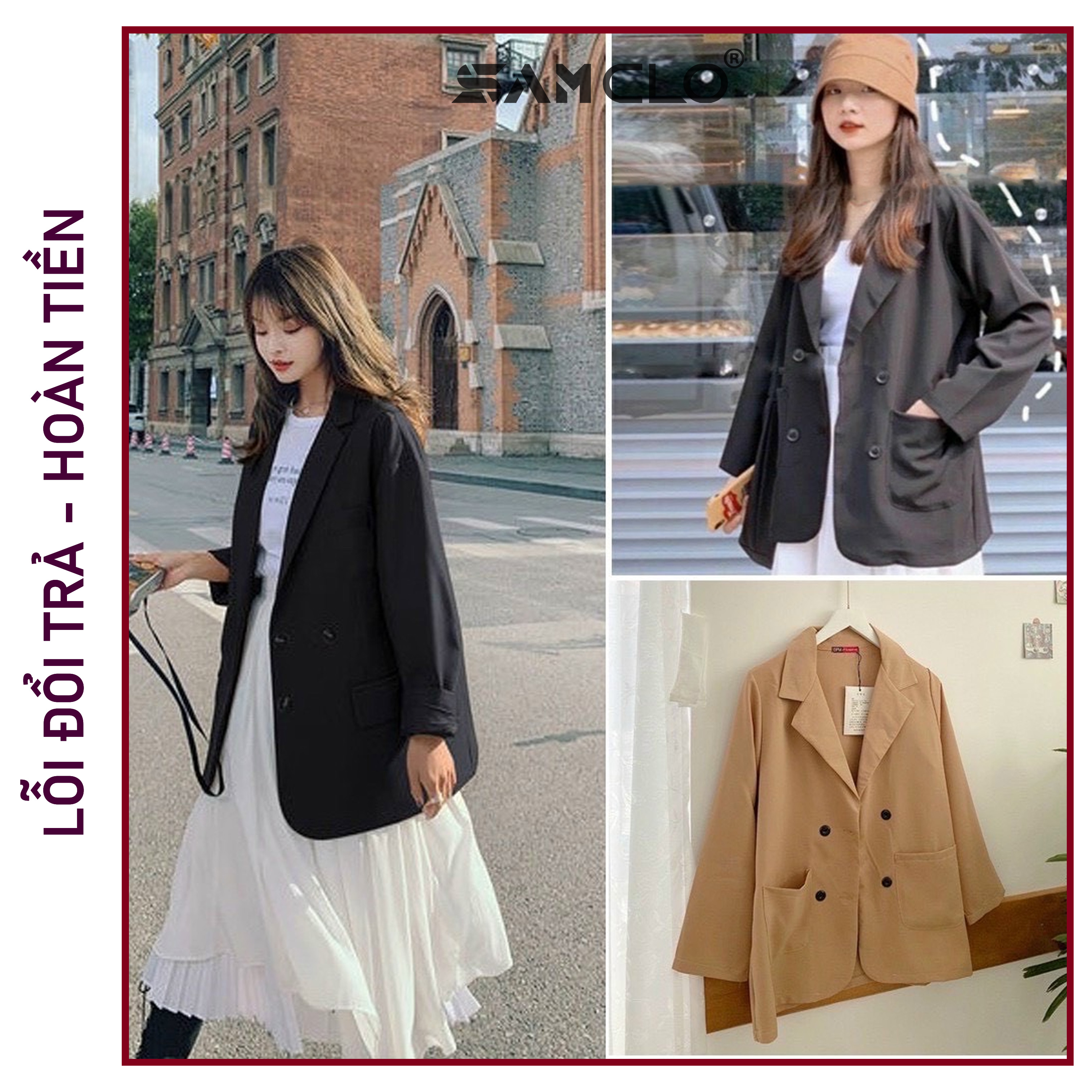 Áo khoác blazer KATE nam nữ SAM CLO form rộng unisex