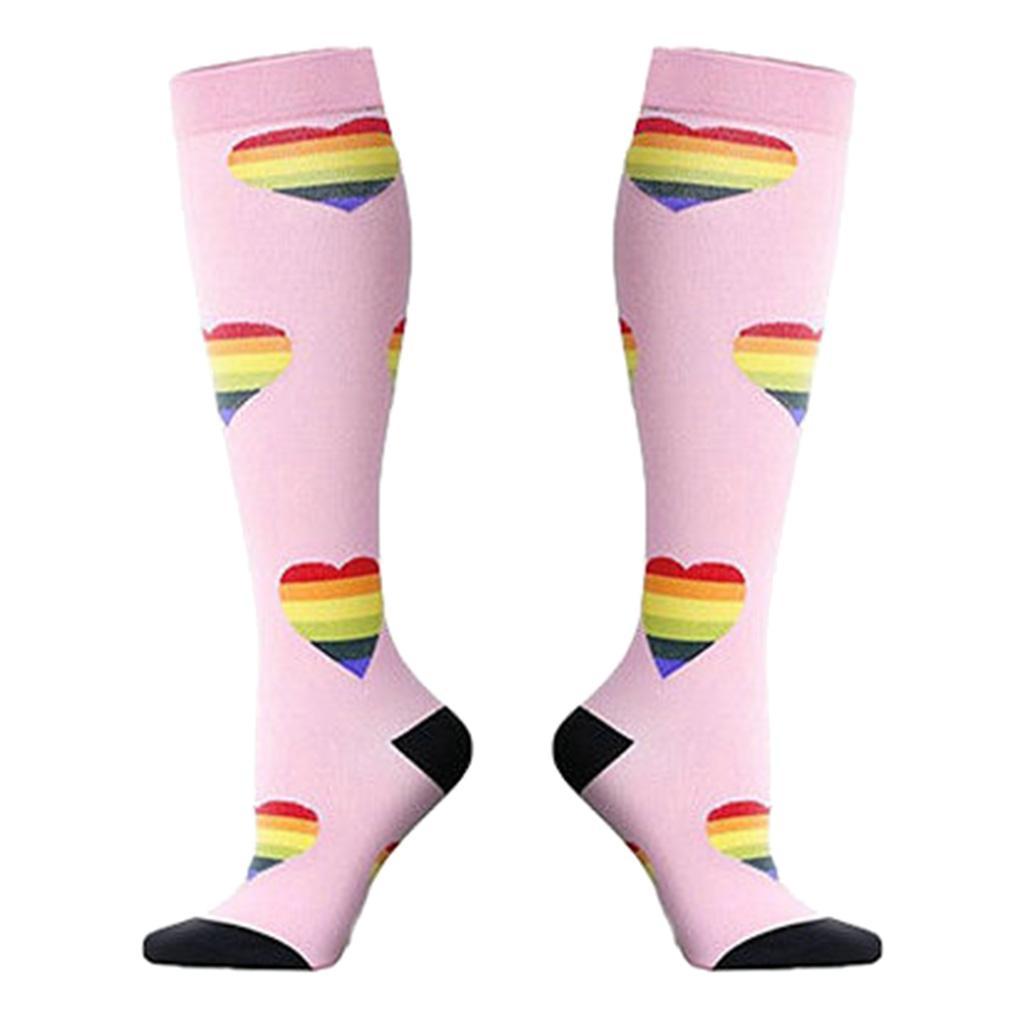 1 Pair Women Sports Leg Support Sleeves Compression Socks Pink Blue Gray M/S XL/L