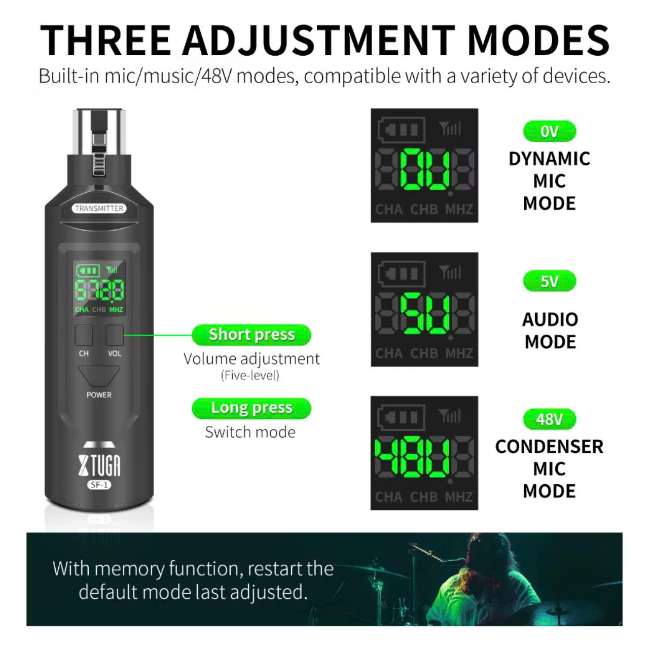 Bộ Chuyển Đổi Mic Có Dây Thành Không Dây - Sóng xa tơi 50M - Pin dùng liên tục 6h - Hàng Chính Hãng