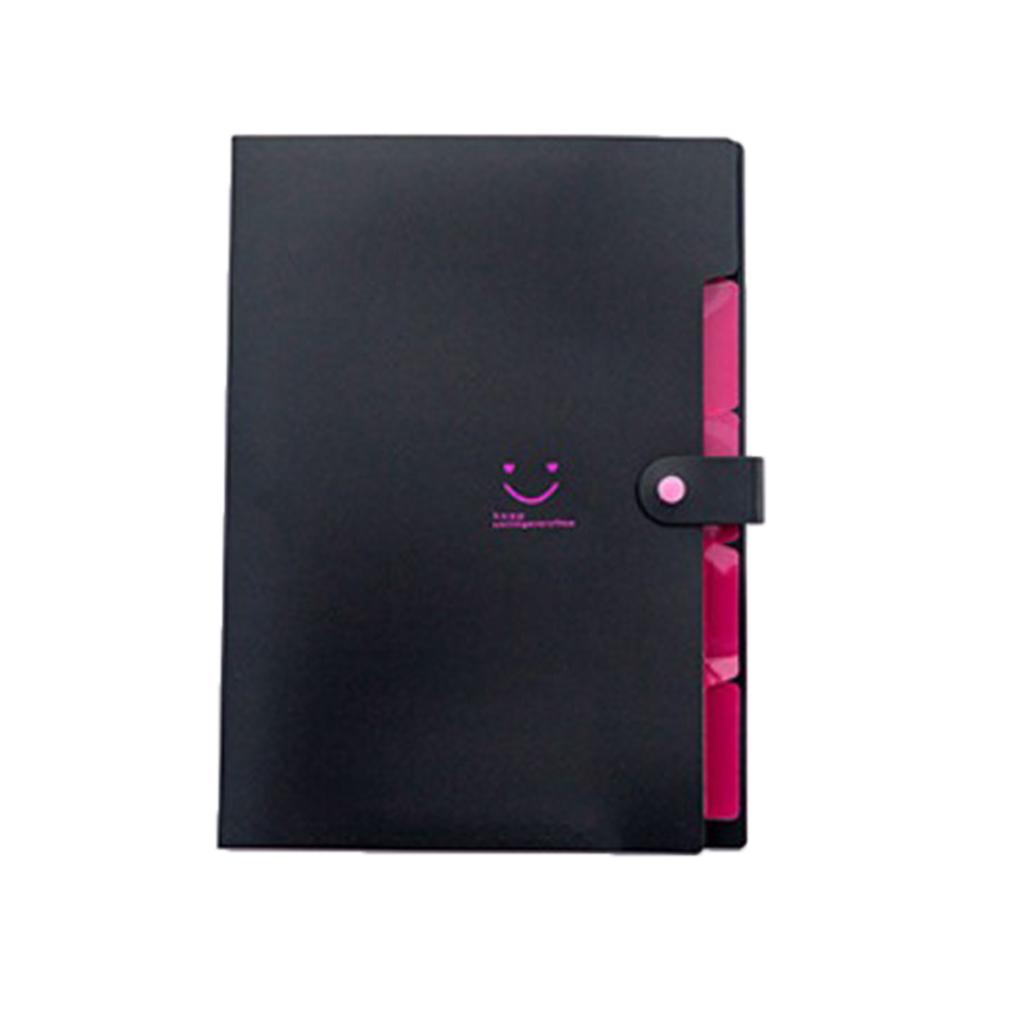 5 Pockets Expanding File Folders Portable A4 Letter Size Black