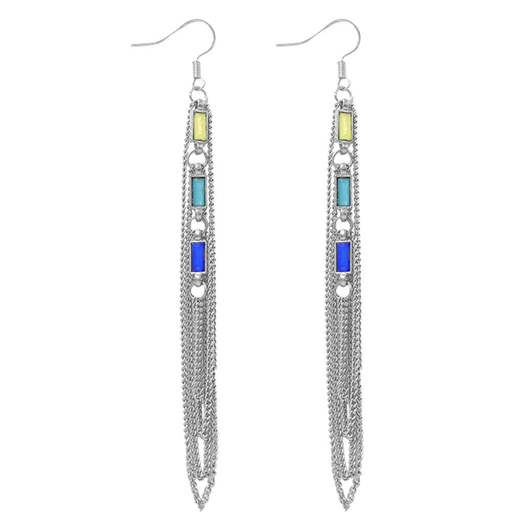 Metal Alloy Long Chain Tassel Drop Dangle Earrings for Women