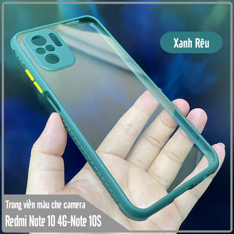 Ốp lưng cho Xiaomi Redmi Note 10S - Note 10 4G trong viền màu che camera 4 Góc chống sốc
