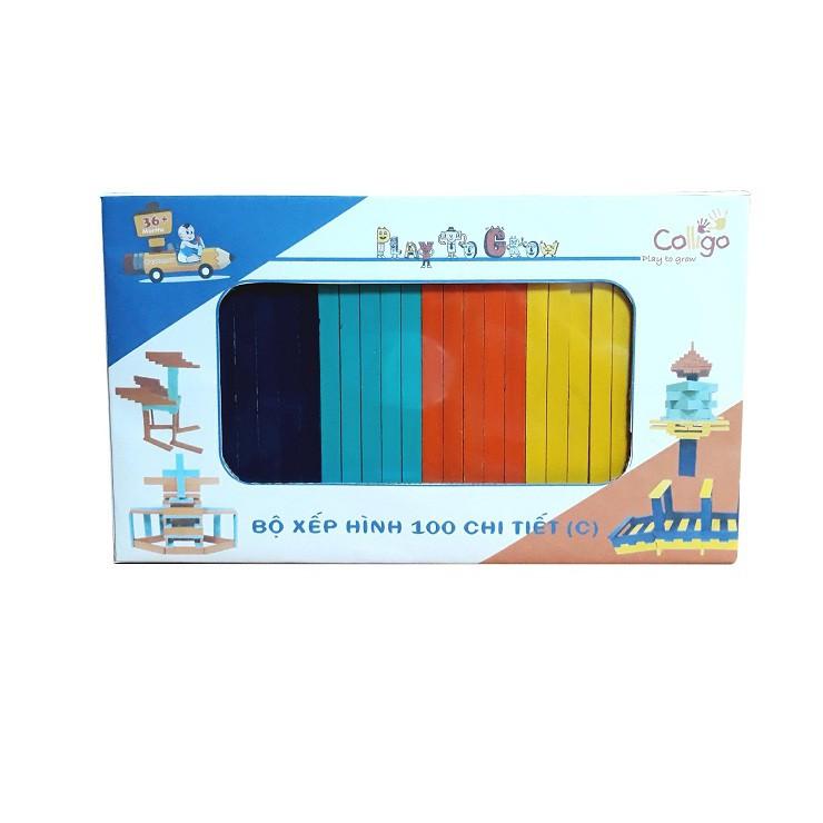 Bộ xếp hình xây dựng Kapla | Citi block màu bằng gỗ sáng tạo cho bé có sách mẫu