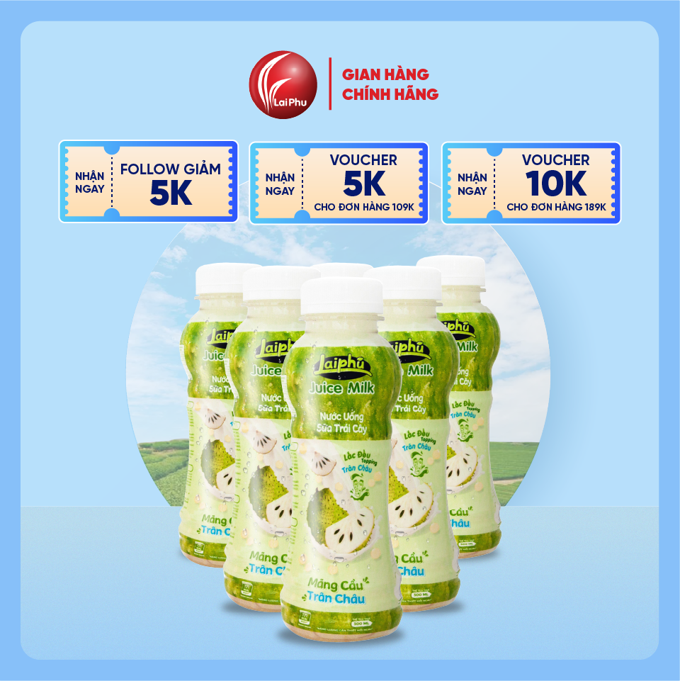 Sữa Trái Cây Mãng Cầu Trân Châu Lai Phú Chai 300ml - Thùng 24 Chai
