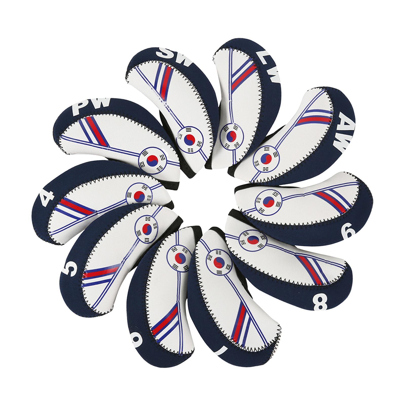 10Pcs Golf Iron Covers Set Golf Clubs Case Waterproof for Outdoor Sports