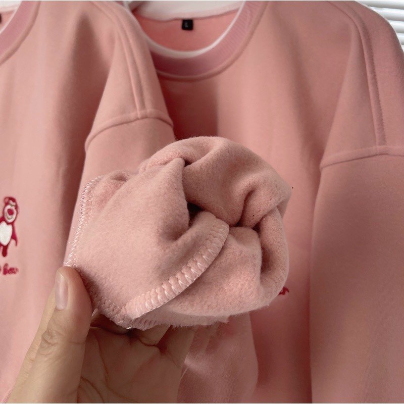 Áo Sweater nỉ bông BEAR Gấu màu hồng form rộng nam nữ, áo chui đầu, áo thun tay dài ulzzang unisex nữ