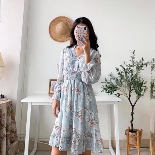 ️ VÁY HOA NHÍ CHUN EO DÀI TAY HÀN QUỐC ️