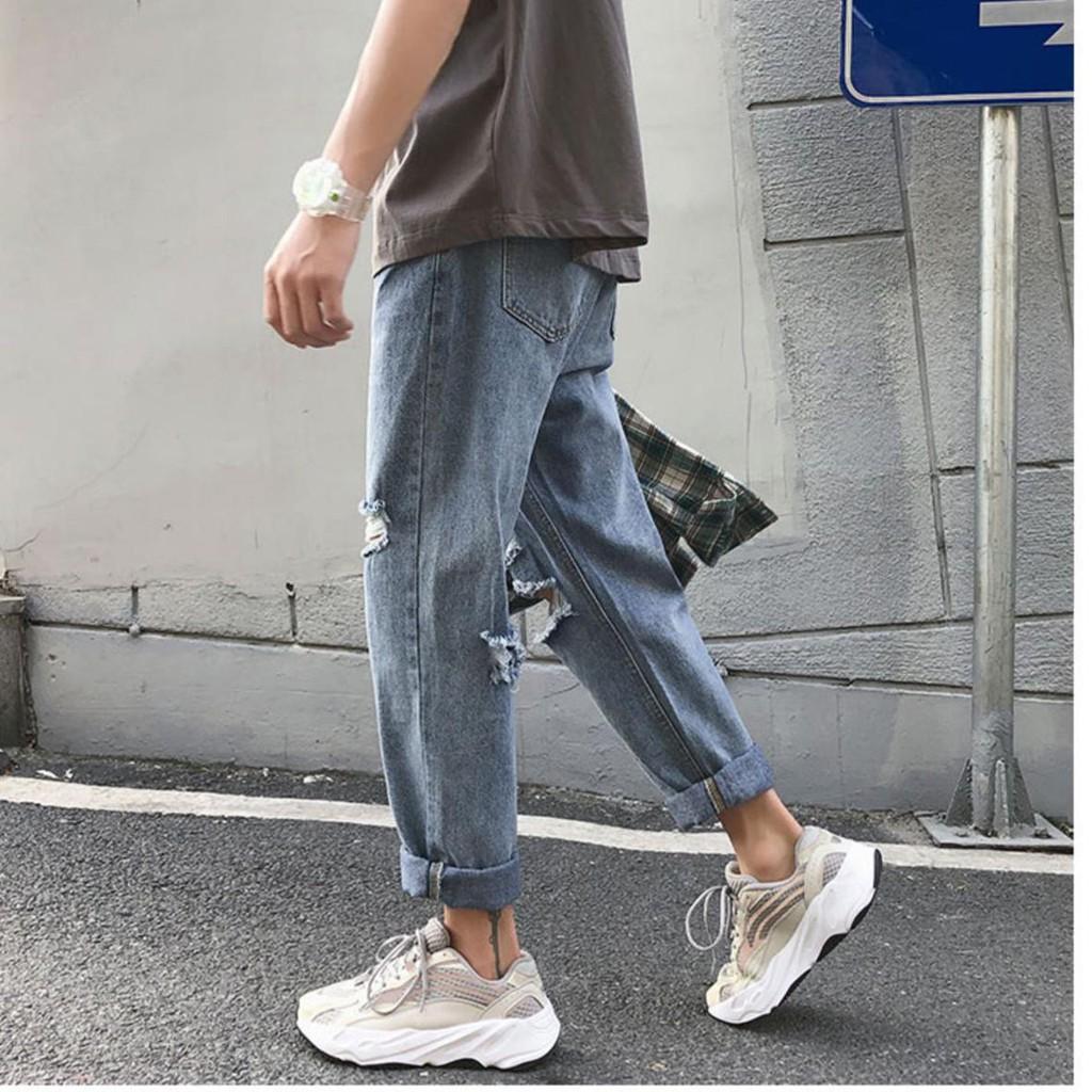 Quần Jean Nam QUẢNG CHÂU Phong Boutique Quần Baggy 03 ️ UNISEX Cao Cấp - Jean rách trước sau