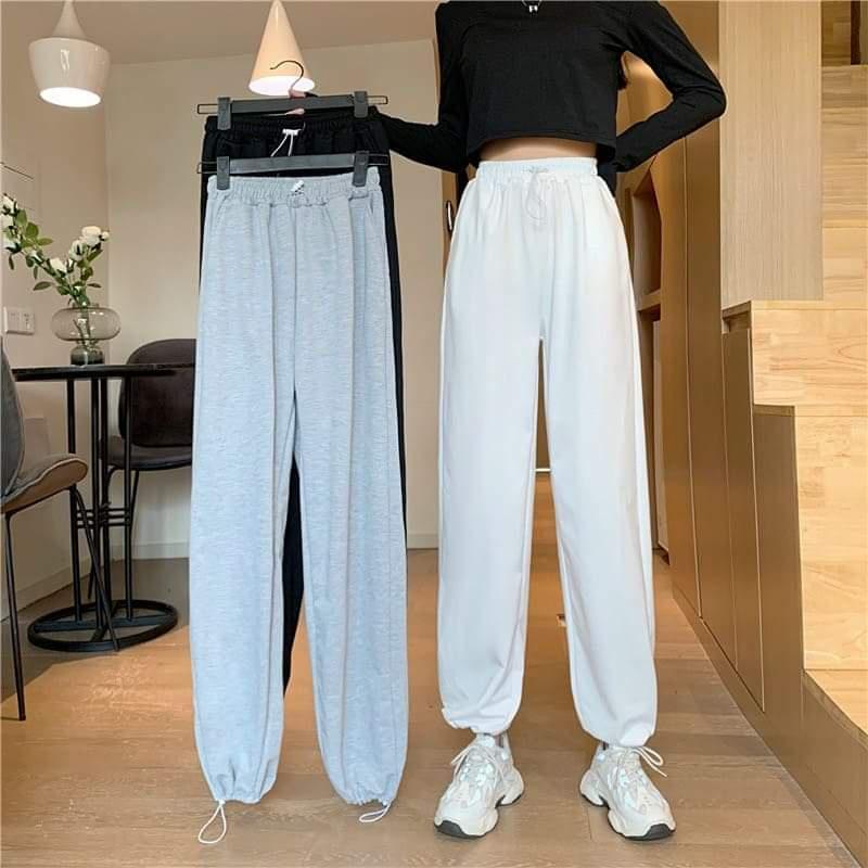 Quần jogger nữ umi chốt gấu chỉnh eo 3 màu mặc dc 2 kiểu ống bo hoặc xuông