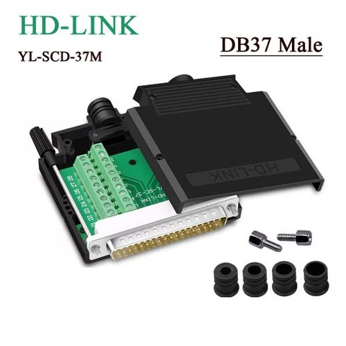 Đầu bấm cổng DB37 đực Male bắt vít kèm vỏ ốp nhựa chân đồng HD-LINK YL-SCD-37M. Hàng chính hãng