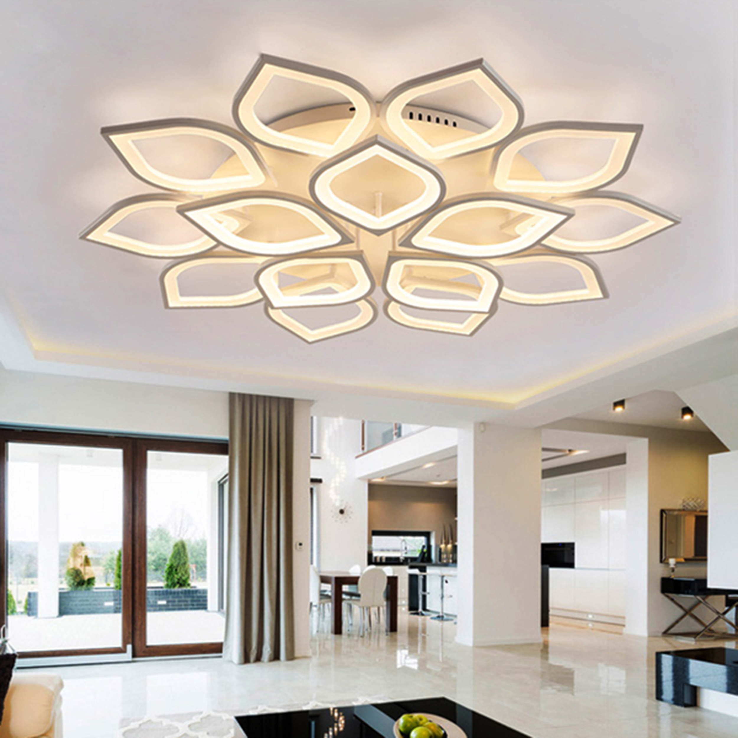 Đèn ốp trần Mica hình cánh sen hiện đại 15 cánh MO923B