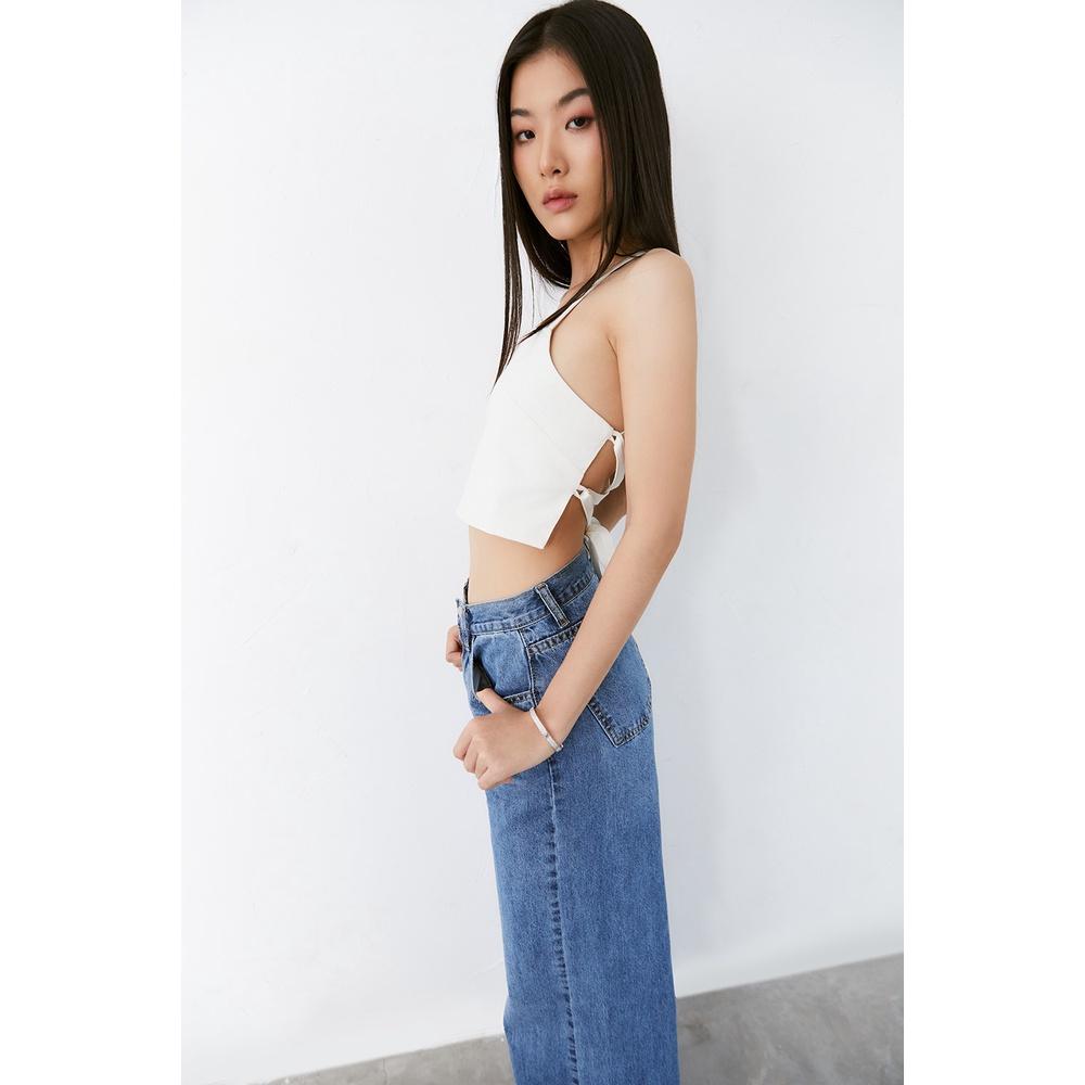 DOTTIE - Áo dáng yếm vải linen nữ trắng ngà T0547