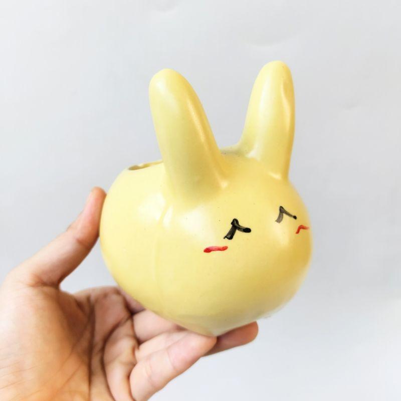 Chậu sứ trồng sen đá hình thú, men ngọc dễ thương