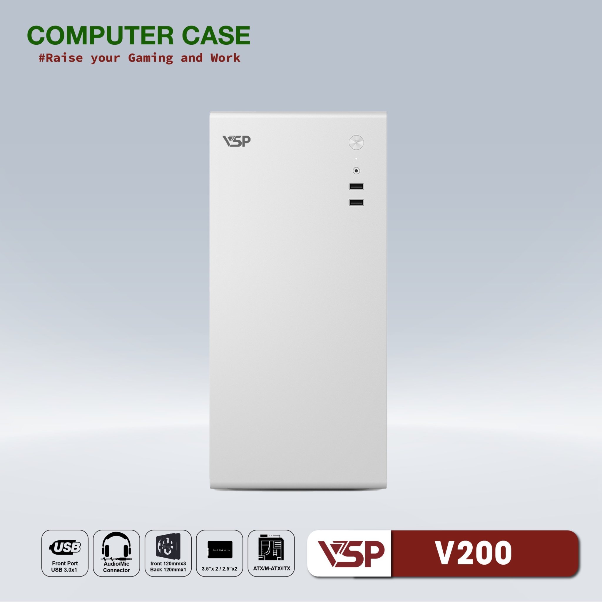 Vỏ máy tính Case VSP V200 [TRẮNG] (M-ATX/ ITX) - Hàng chính hãng VSP phân phối