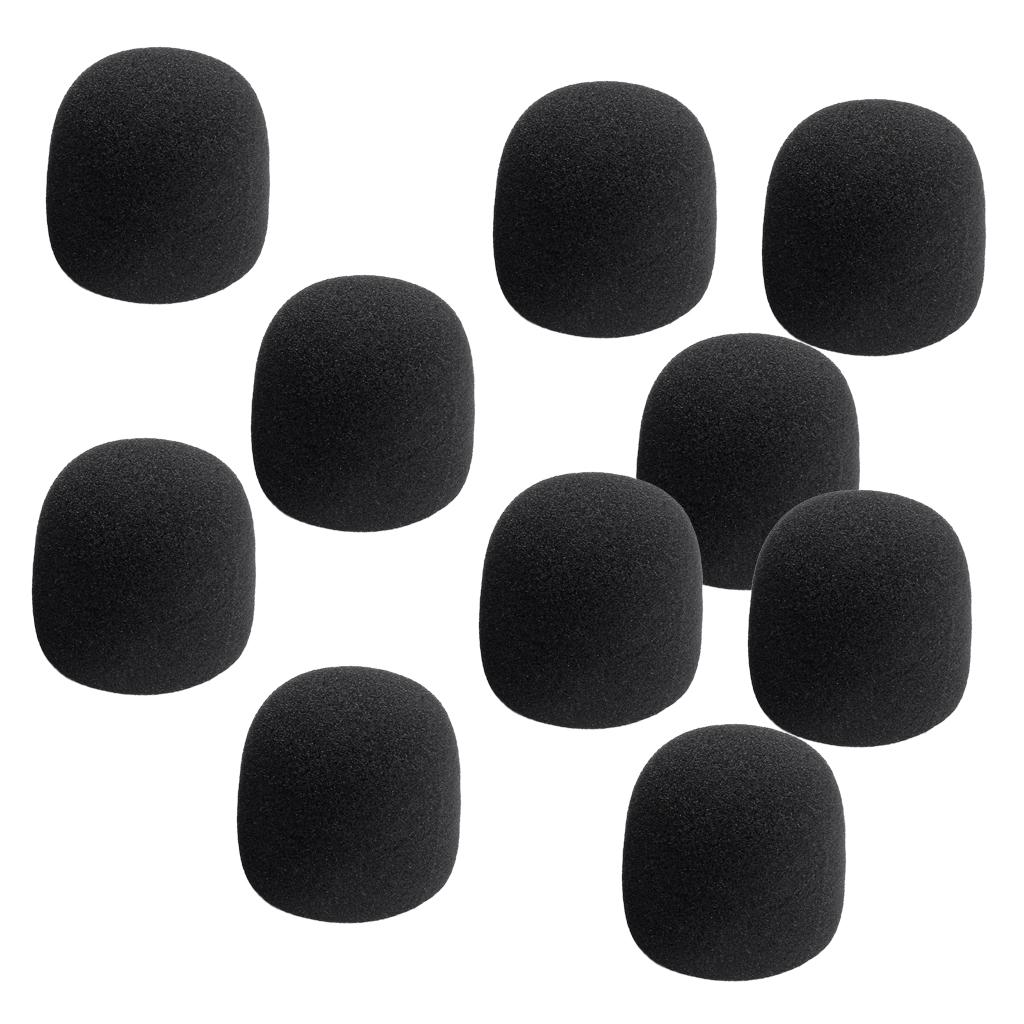 10 Pieces Thicken Microphone Foam Mic Cover Windscreen Handheld Stage Black