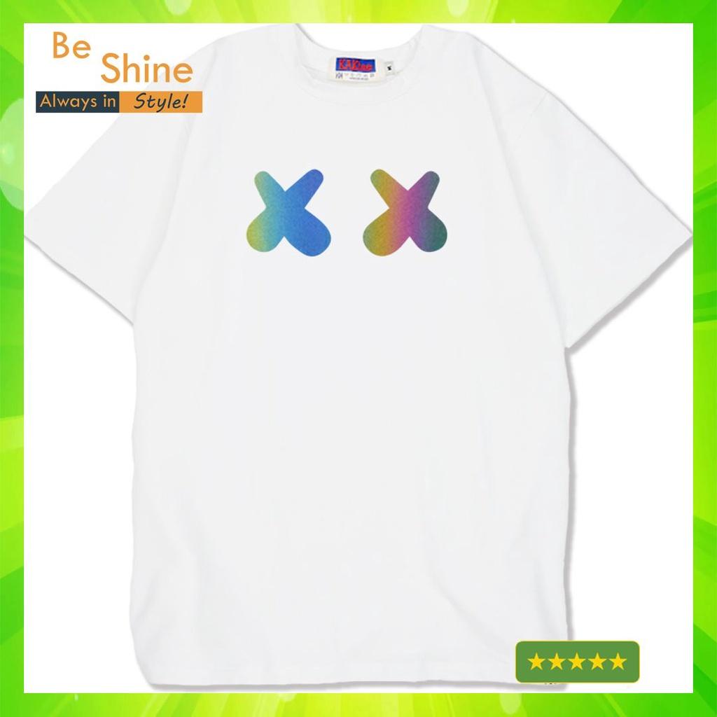 Áo Thun Unisex Form Rộng Hình Mắt X X Phản Quang Bảy Màu , Áo Phông Basic Cotton Cổ Tròn Tay Ngắn Thời Trang Nam Nữ