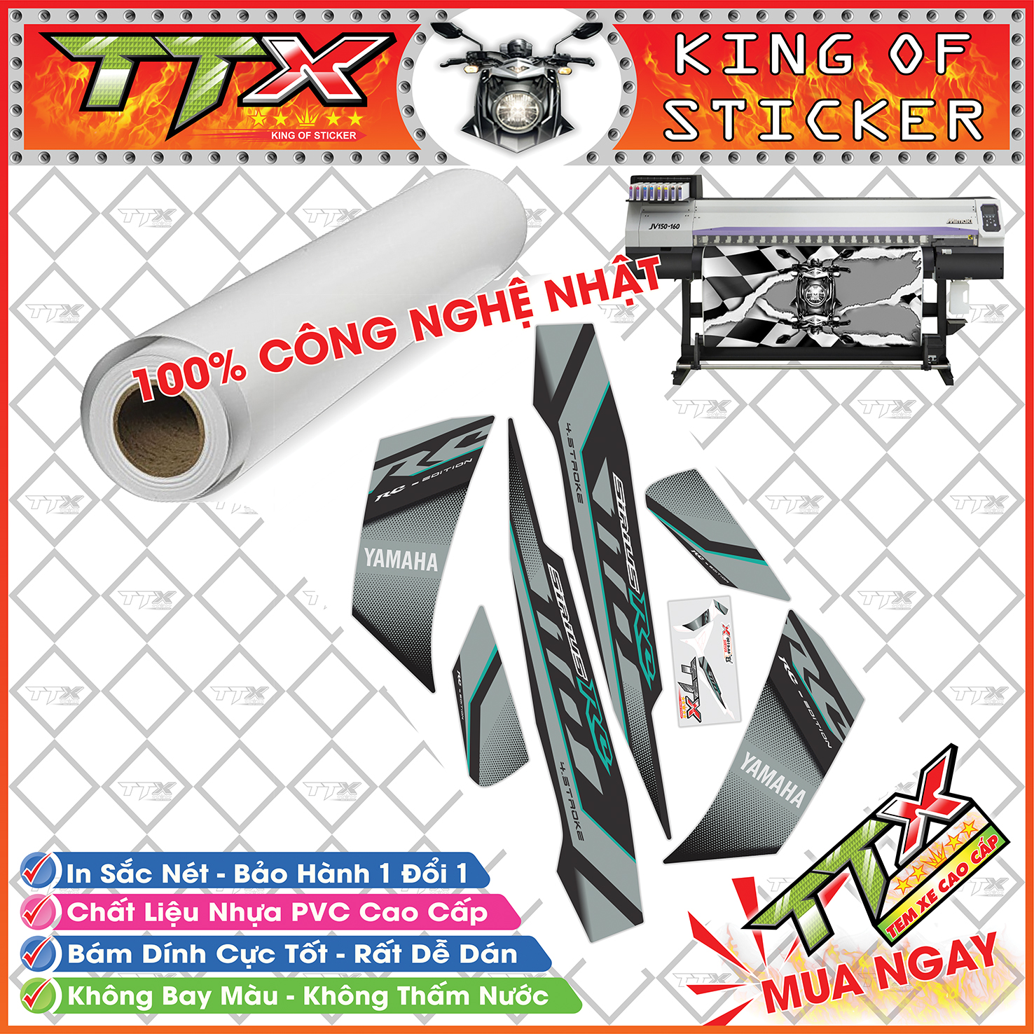 Tem dành cho xe sirius rc 110 , Team phụ kiện sirius màu xám chỉ xanh nền đen cực kỳ đẹp , Shop TTX tem rời sirius mã (S0015/A6)