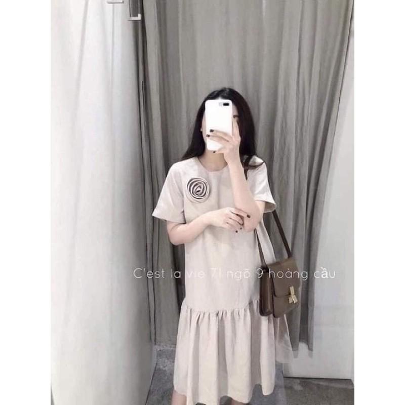 Đầm bầu suông lụa Pháp có tay đi làm đi chơi đi tiệc cho bầu từ 50kg đến 70kg