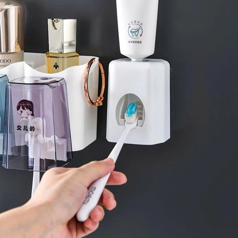 Bộ Nhả Kem Đánh Răng Tự Động Cao Cấp Kèm 4 Cốc – Kệ Để Bàn Chải Gắn Tường - 9
