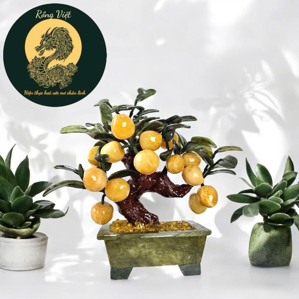 Cây Đào đá phong thủy Rồng Việt, cây đào đặt bàn làm việc, ban thờ thần tài, tặng tân gia