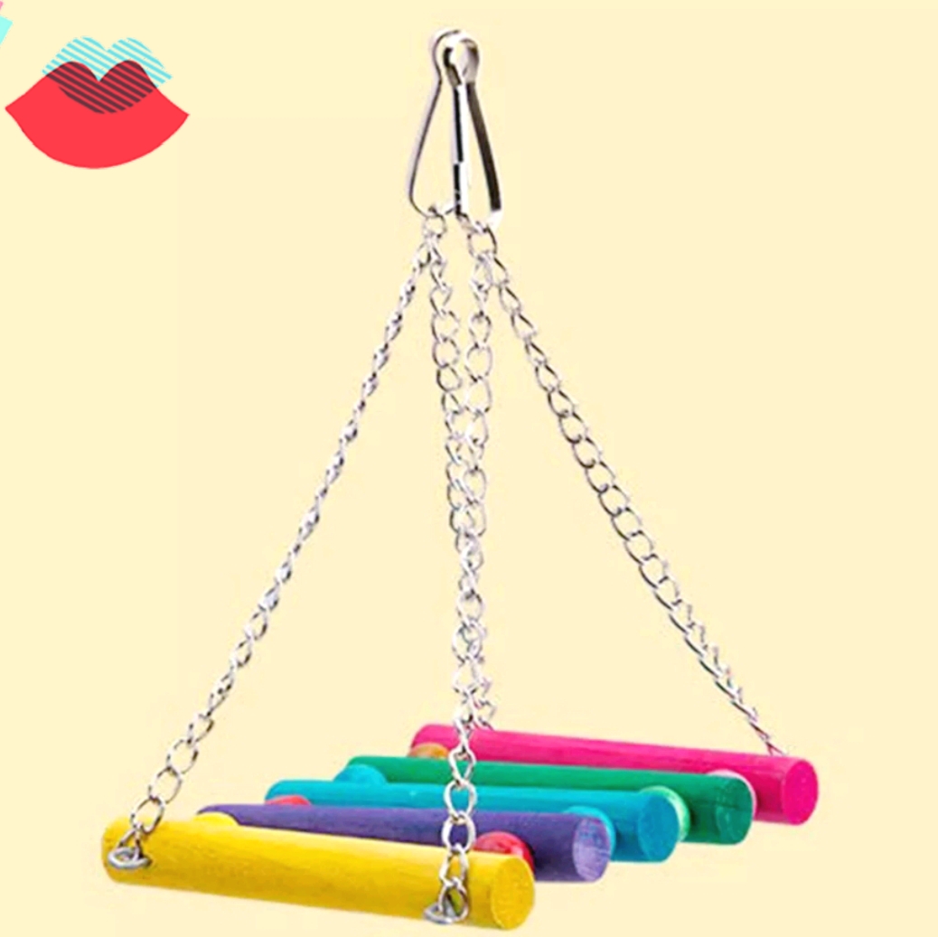 1 xích đu dạng võng đồ chơi treo lồng cho vẹt, sóc, chuột và thú cưng khác