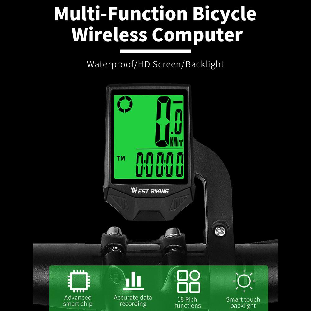 Đồng hồ đo quãng đường xe đạp không dây WEST BIKING, màng hình LCD chống nước