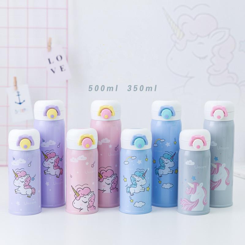 Du lịch Cà Phê Cốc Tập Uống 350/500ML Thép không gỉ Kỳ Lân Bình Giữ Nhiệt Ly Chân không Giữ Nhiệt Trẻ Em Nước Ấm Chén Trà thermocup, Q