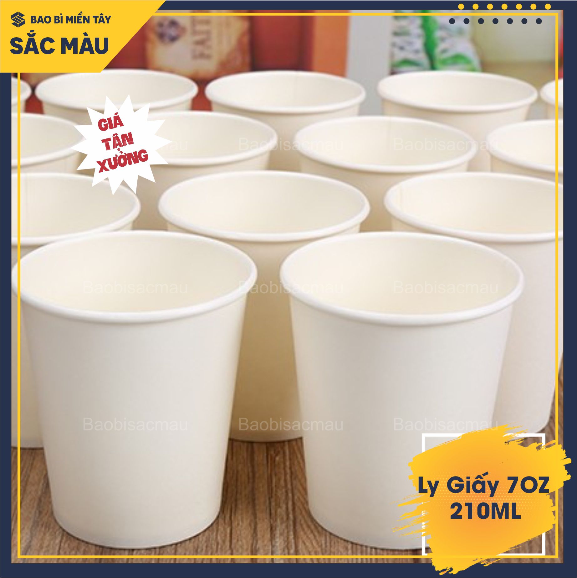 Sỉ 50 cốc giấy/ ly giấy uống nước văn phòng 7oz dung tích 210ML