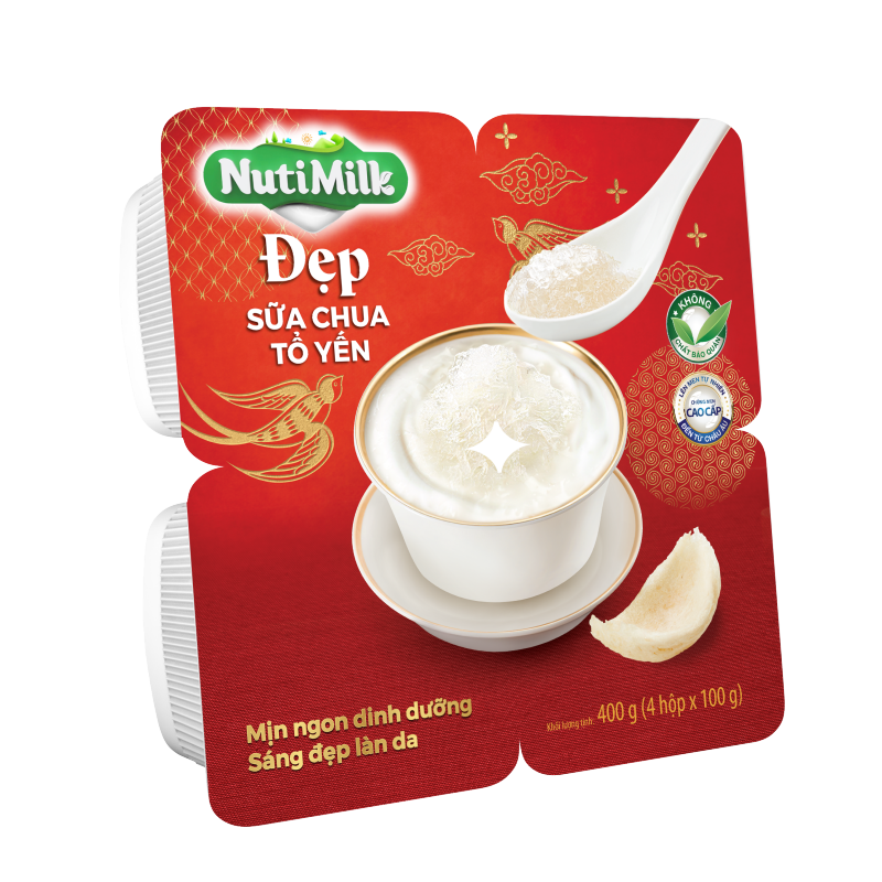 NutiMilk Đẹp - Lốc 4 Hộp Sữa chua Tổ Yến L4.SCTYTI Nutifood