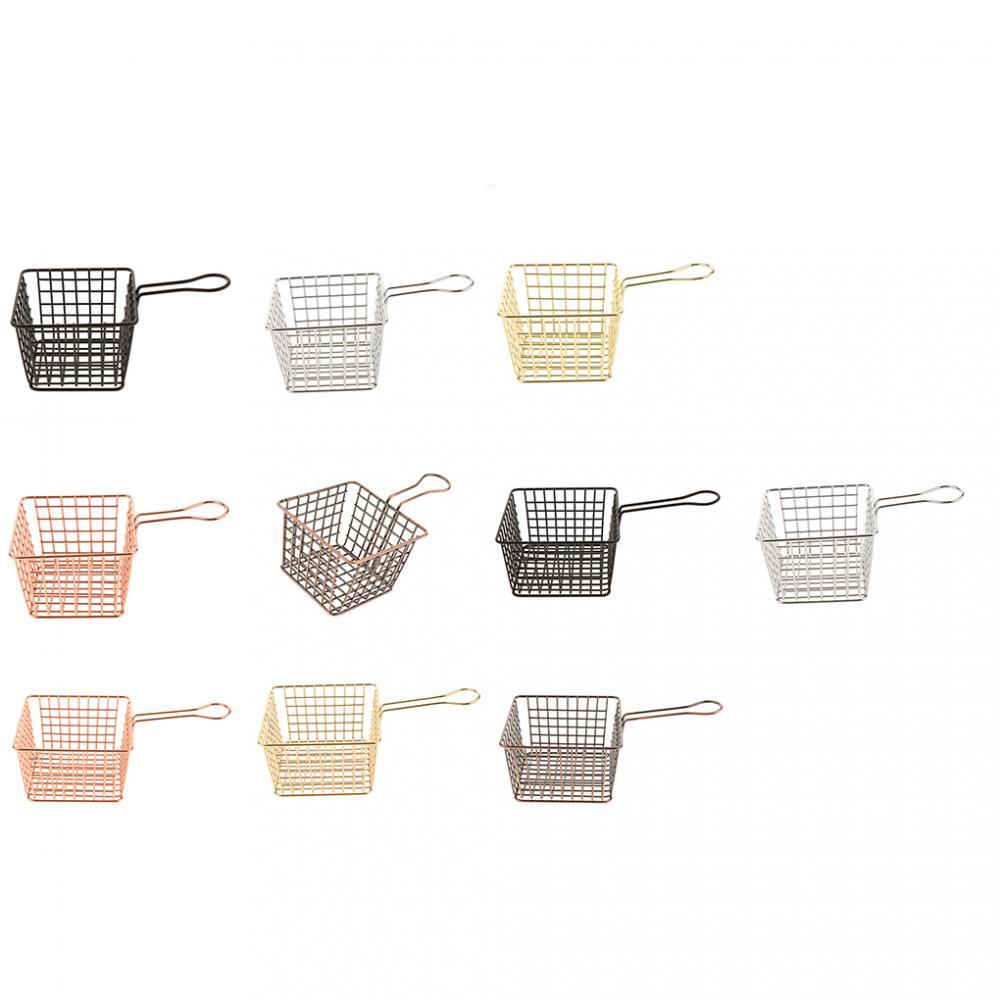 Metal Iron Mesh Strainer Fry Basket Kitchen Colander Sifter Black S