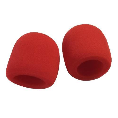 2pcs Handheld Microphone Windscreen Thick Foam Mic Cover Karaoke DJ, Red