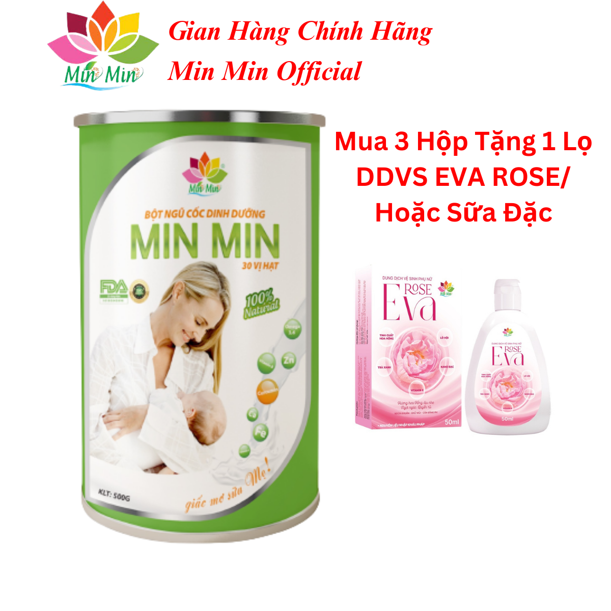 Ngũ Cốc Min Min Lợi Sữa 30Hạt (1 Hộp 500gr x25 gói )- Chuyên Lợi Sữa và Phục Hồi Sức Khỏe Sau Sinh