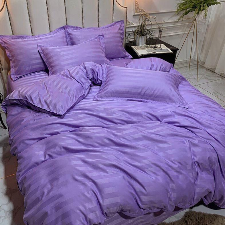 Bộ chăn ga gối Cotton 3F kẻ sọc khách sạn