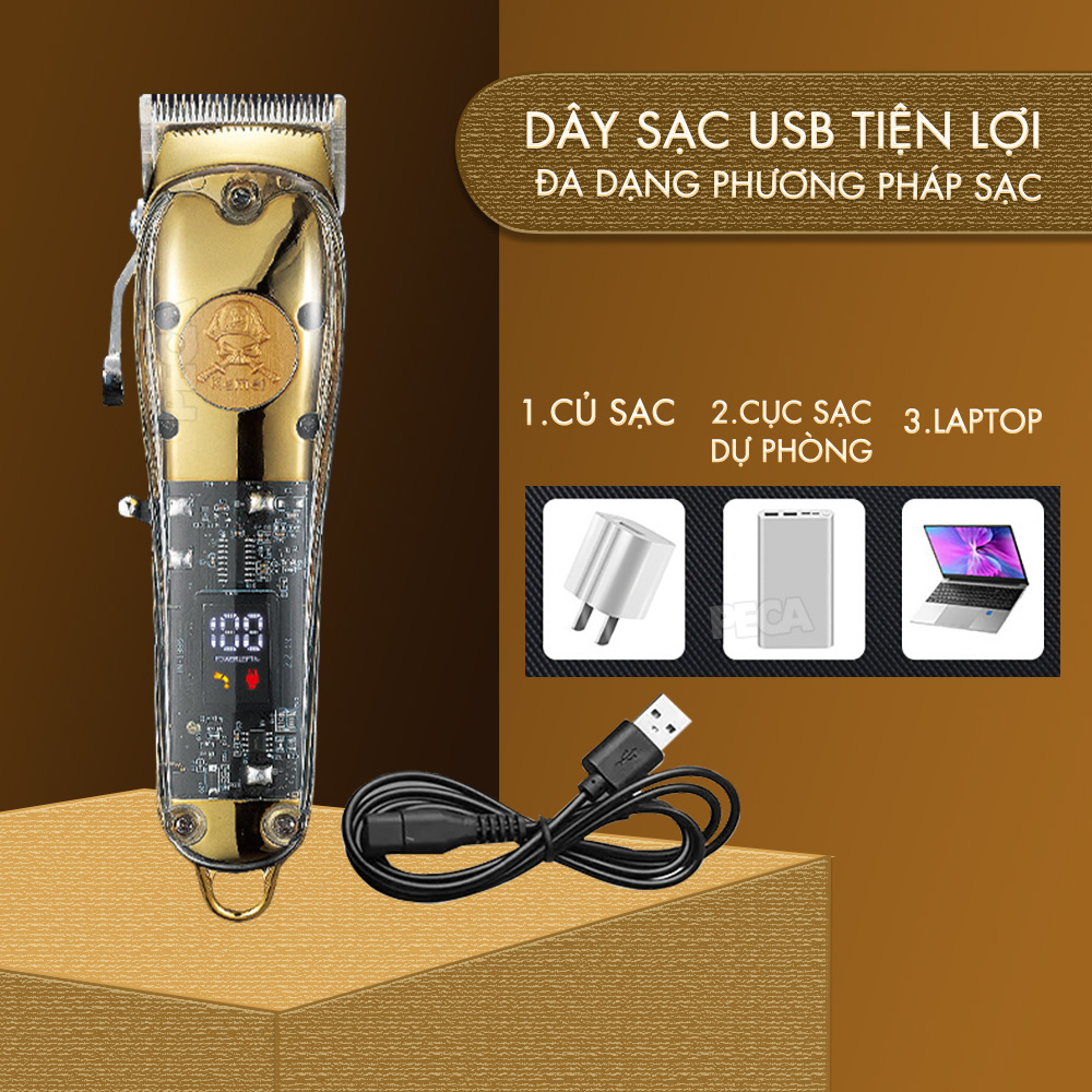 Tông đơ cắt tóc chuyên nghiệp Kemei KM-1829 công suất mạnh 8W phiên bản thấy mạch sạc nhanh USB tiện lợi