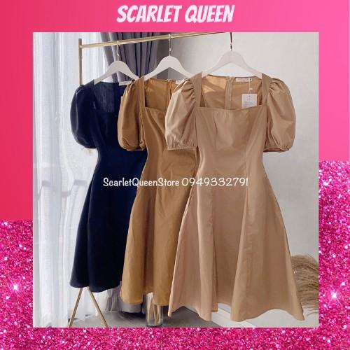 Váy công sở nữ xòe A Hàn Quốc thô cotton mát dễ thương Scarlet V1