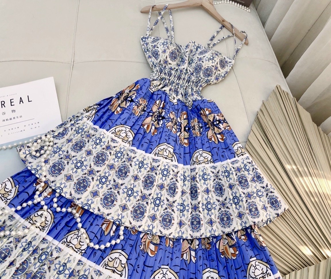 Đầm Maxi Thổ Cẩm Dập ly tầng