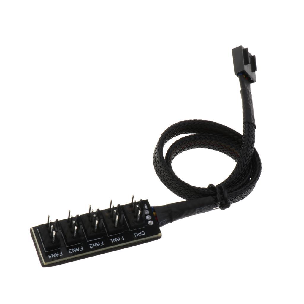 2-4pack PC Cooler Fan Power Cable 1 to 5 Male 4Pin Fan Hub Splitter Cable PWM 3P