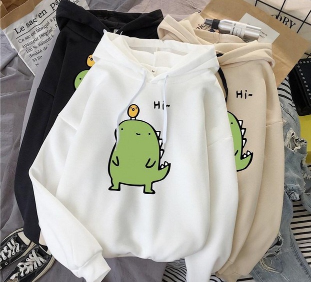 ÁO KHOÁC HOODIE UNISEX FORM RỘNG KHỦNG LONG HI CUTE DỄ THƯƠNG