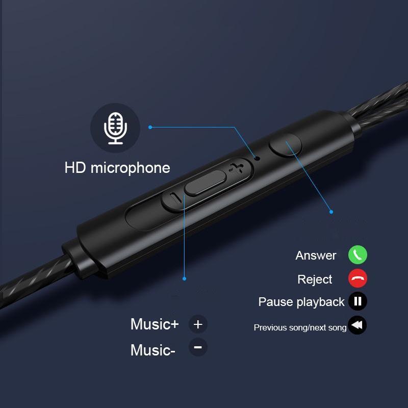 Tai Nghe Nhét Tai Jack 3.5Mm Chống Ồn Bass Trầm Có Micro Chuyên Dụng Cho Android IOS