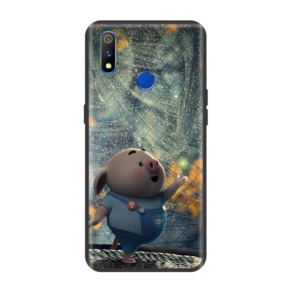 Ốp lưng TPU viền dẻo cho điện thoại REALME 3 PRO Hình Heo Con Chạy Bộ